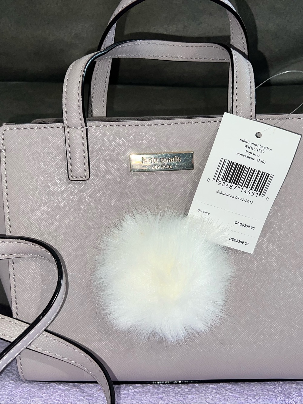 kate spade | rabbit mini hayden | Bunny Accent Satchel in Light Lavender - Picture 6 of 8